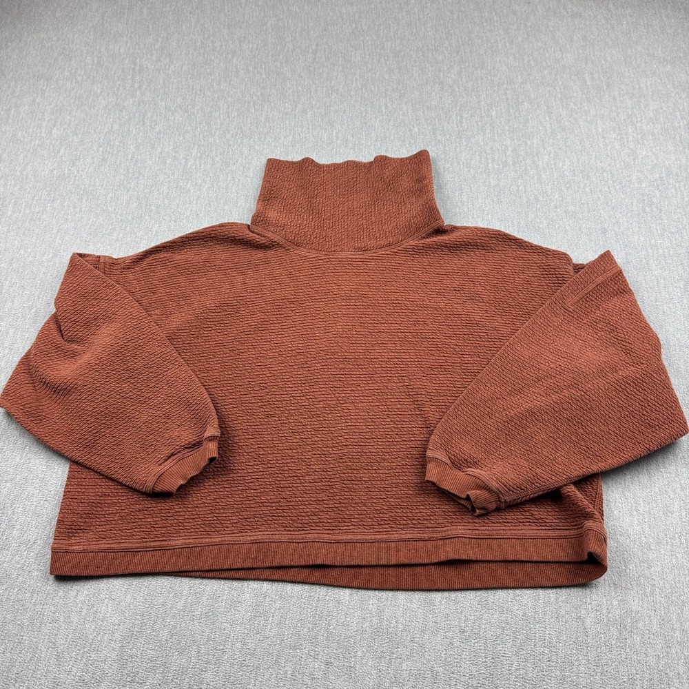Lululemon Sweater Womens 12 Brown Peaceful Moments Pullover High Neck Cropped